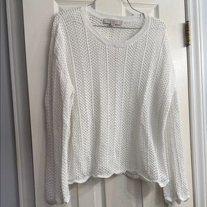 LOFT Women's Cream Knit Sweater size L
